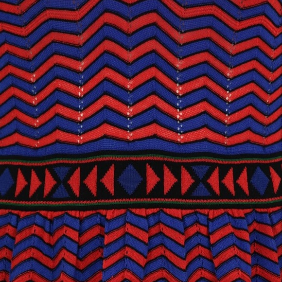 Missoni red, black & blue chevron stripe bow detail dress - size 8 (Medium) - Picture 5 of 11